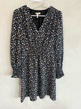 Rebecca Taylor Black Floral Long Sleeve Dress